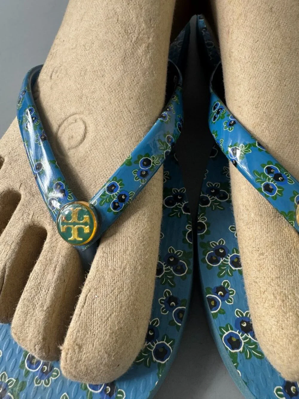 Tory Burch All Over Print Flip Flops in Blue
